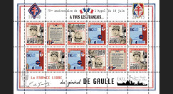 DG15-1FD : 2015 - Feuillet vignettes "75 ans Appel 18 Juin 1940 - DE GAULLE : FNFL / WWII"
