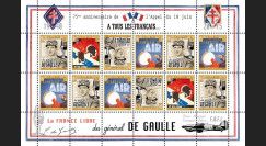 DG15-2FD : 2015 - Feuillet 12 vignettes "75 ans Appel 18 Juin 1940 - DE GAULLE : FAFL"