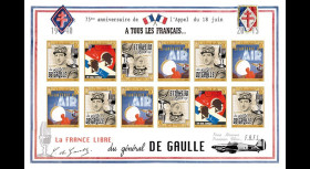 DG15-2FND : 2015 - Feuillet vignettes ND "75 ans Appel 18 Juin 1940 - DE GAULLE : FAFL"