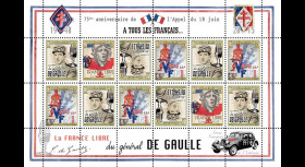 DG15-3FD : 2015 - Feuillet 12 vignettes "75 ans Appel 18 Juin 1940 - DE GAULLE : FFI"