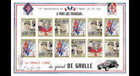 DG15-3FND : 2015 - Feuillet vignettes ND "75 ans Appel 18 Juin 1940 - DE GAULLE : FFI"