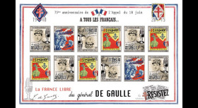 DG15-4FND : 2015 - Feuillet vignettes ND "75 ans Appel 18 Juin - DE GAULLE : Résistance"