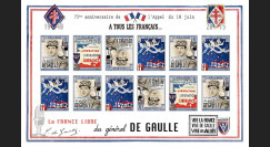 DG15-5FND : 2015 - Feuillet vignettes ND "75 ans Appel 18 Juin - DE GAULLE : Libération"