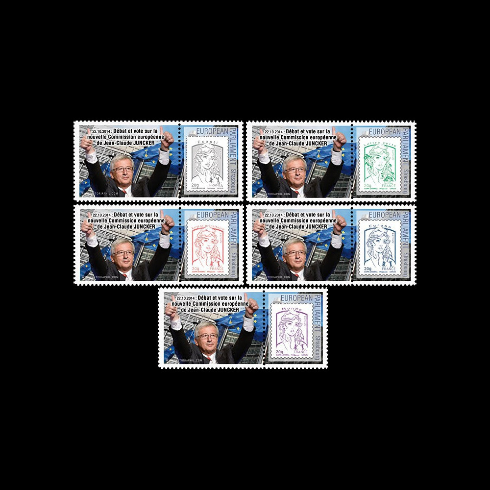 PE665-PT1/5 : 7-2014 - 5 Marianne sur porte-timbres privés "Nouvelle Commission Juncker"
