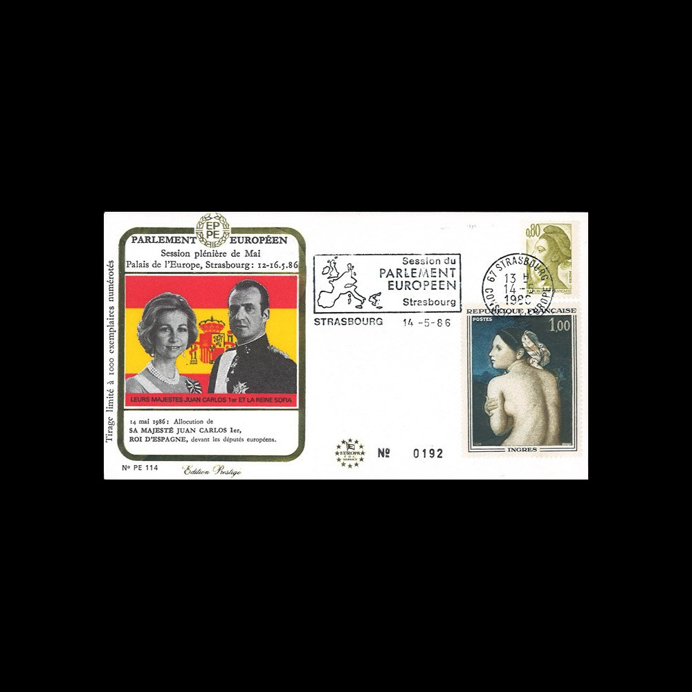PE114 : 1986 - FDC Session PE "Visite officielle du Roi d'Espagne Juan Carlos 1er"