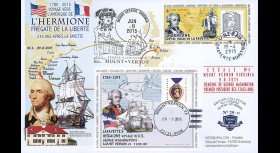 HLF15-7 : 2015 - Maxi FDC FRANCE-USA "Escale n°5 Mount Vernon - L'HERMIONE / LA FAYETTE"