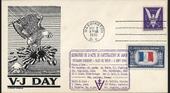 W2-VJ1945L1 : 1945 - Authentique Enveloppe Patriotique USA "V-J DAY - CAPITULATION DU JAPON"