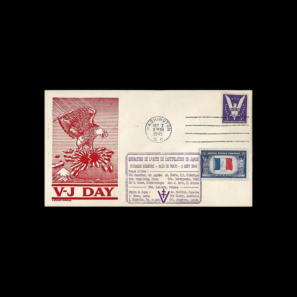 W2-VJ1945L2 : 1945 - Enveloppe Patriotique USA "V-J DAY - CAPITULATION DU JAPON"