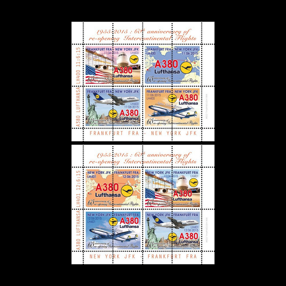 A380-275/276BD : 2015 - Vignettes "A380 Lufthansa - 60 ans vol Francfort-New York"