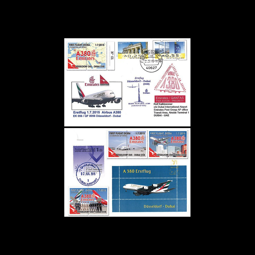 A380-278 : 2015 - FFC ALLEMAGNE à bord "A380 Qantas-Emirates - 1er vol Düsseldorf-Dubaï"