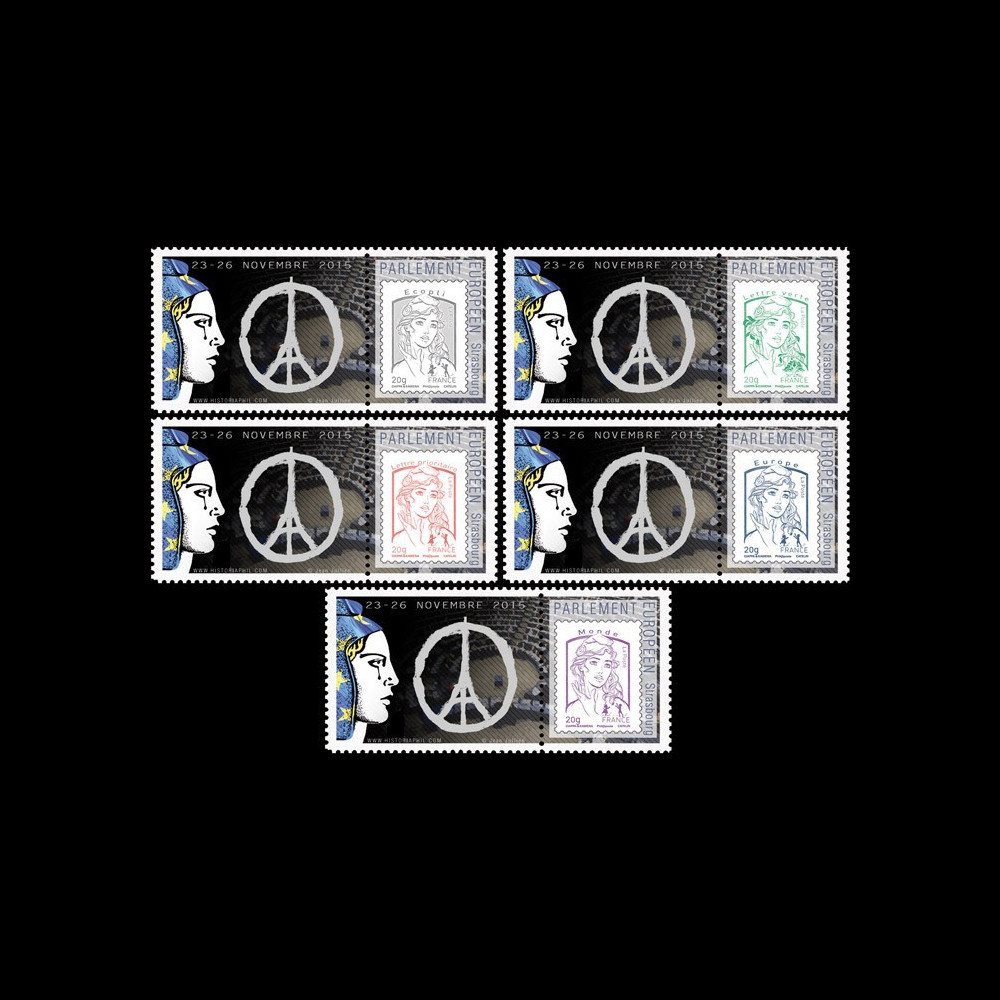 PE687-PT1/5 : Série 5 Marianne "Hommage aux victimes des Attentats de Paris" PE687-PT1/5 : Série 5 Marianne "Hommage aux victimes des Attentats de Paris"