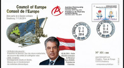 CE65-II : 4-2014 - FDC Conseil Europe "Présidence autrichienne - Visite de M. FISCHER"