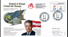 CE65-II : 4-2014 - FDC Conseil Europe "Présidence autrichienne - Visite de M. FISCHER"