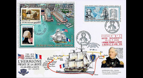 HLF15-16 : 2015 - Maxi FDC FRANCE-USA "Escale 13 à Boston - L'HERMIONE / LA FAYETTE"