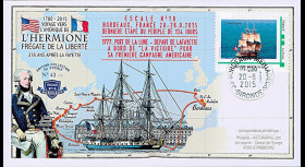 HLF15-22 : 2015 - FDC FRANCE "Escale 18 à Bordeaux - Frégate L'HERMIONE / LA FAYETTE"