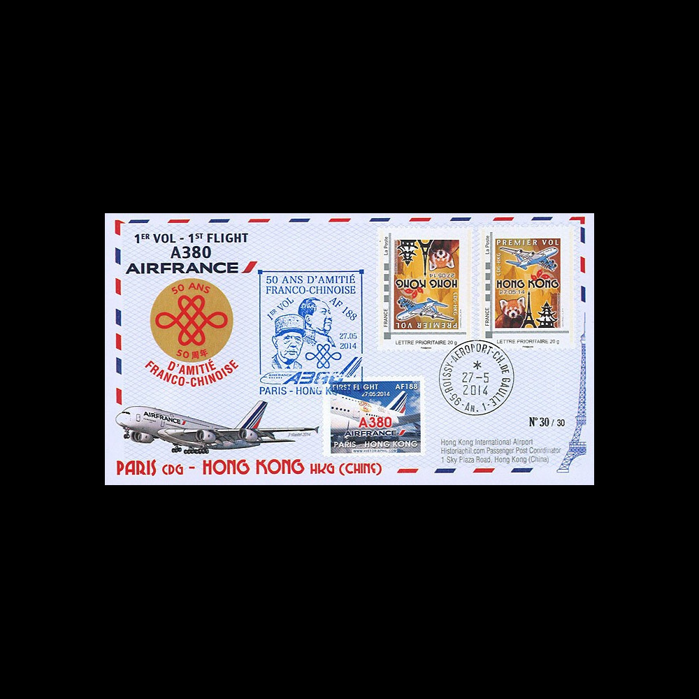 A380-262V : 2014 - FFC VARIETE "Airbus A380 Air France - 1er Vol Paris-Hong Kong"