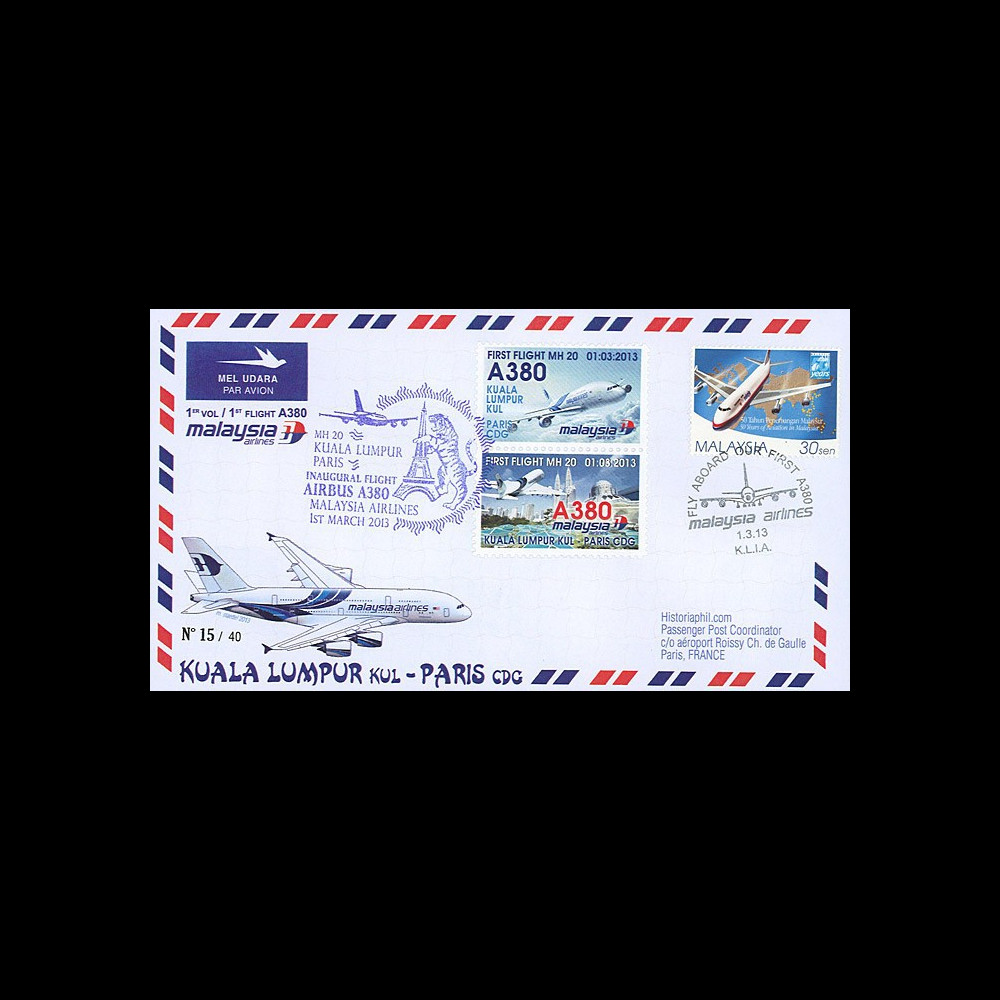 A380-214T1 : 2013 - FFC MALAISIE "A380 Malaysia Airlines 1er Vol Kuala Lumpur-Paris"