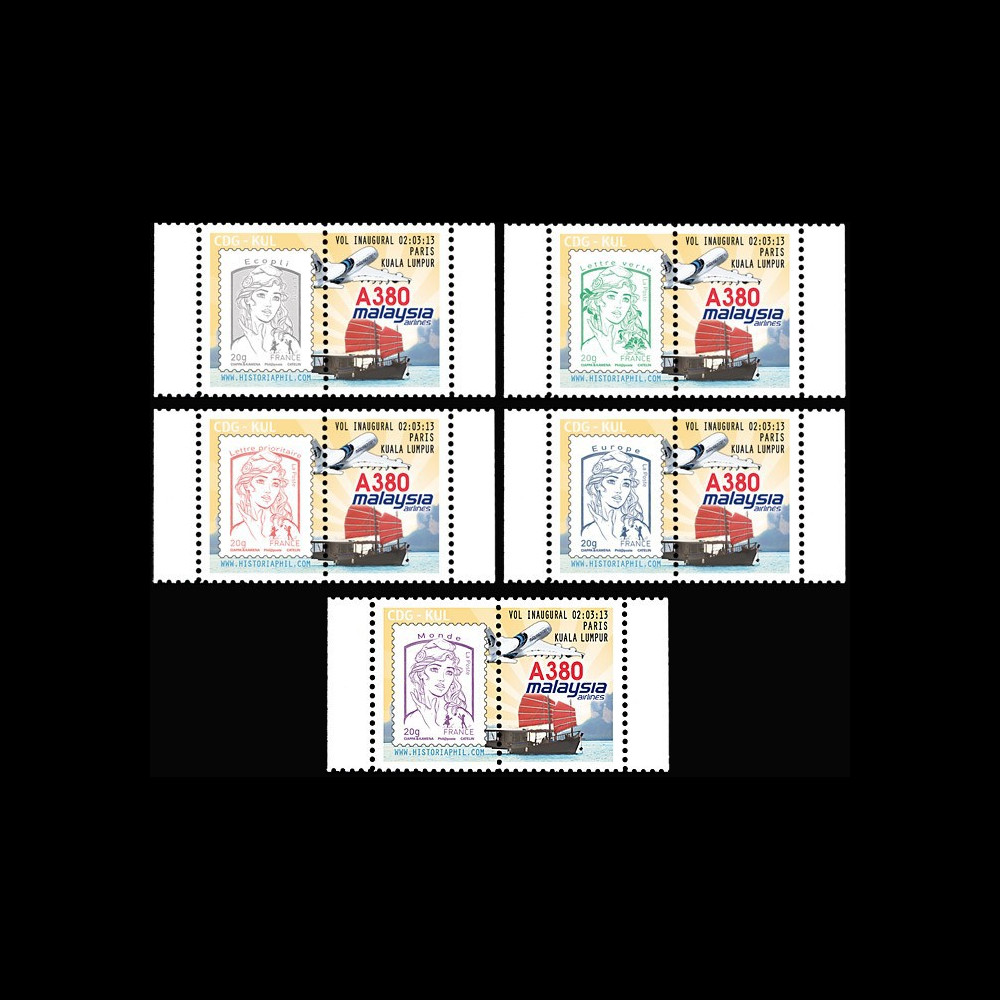 A380-217PT1/5 : 2013 - Série 5 Marianne "A380 Malaysia Airlines - 1er Vol Paris-Kuala Lumpur"