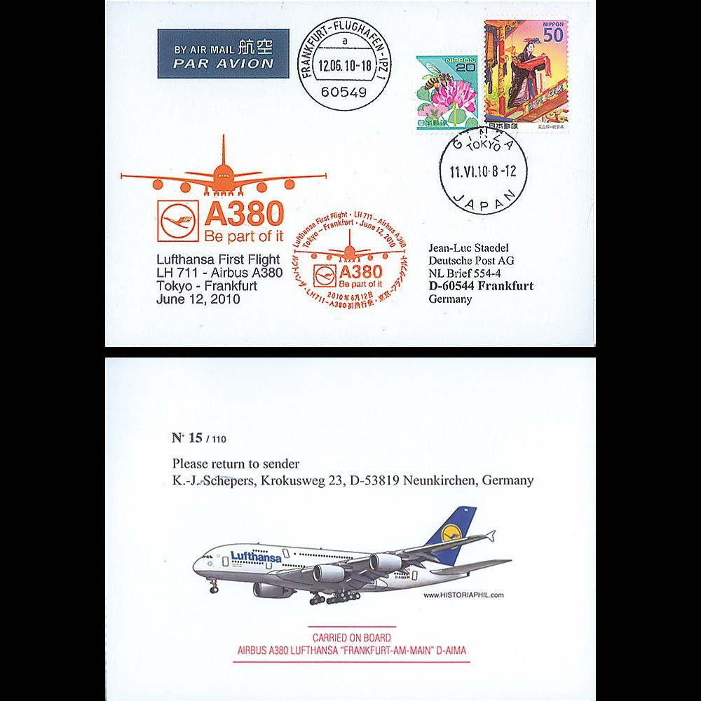 A380-116T1 : 2010 - FFC JAPON à bord "A380 Lufthansa - 1er Vol Tokyo-Frankfurt"