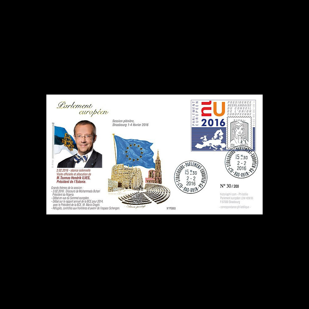 PE693 : 02-2016 - FDC Parlement européen "Visite M. Toomas Hendrik ILVES