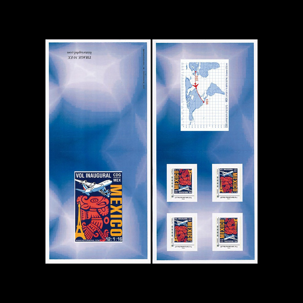 A380-294C : 2016 - FRANCE Carnet Collector "A380 Air France 1er vol Paris-Mexico" bleu