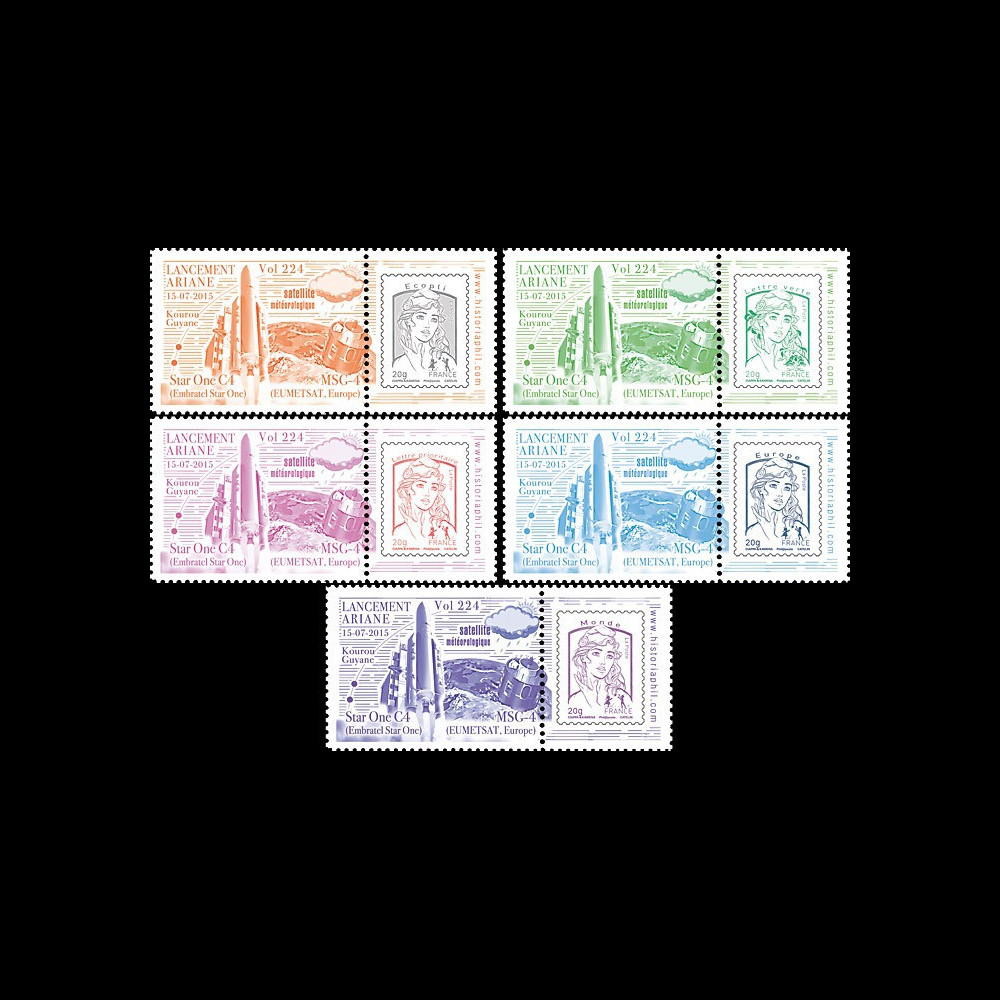 VA224L-PT : 2015 - Série 5 Marianne "Fusée ARIANE 5 - Vol 224 / STAR ONE C4 & MSG-4"