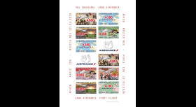 A380-293FND : 2016 - Feuillet 12 vignettes "A380 Air France Vol Inaugural Paris-Mexico"