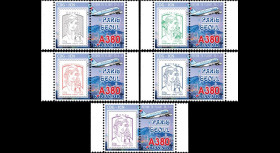 A380-282PT : 2014 - Série 5 porte-timbres A380 Korean Air "Return to Flight Paris - Séoul"