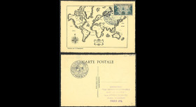 W2-FR741-D1 : Carte Maxi Planisphère 'LA FRANCE D’OUTRE-MER DANS LA GUERRE 1945'