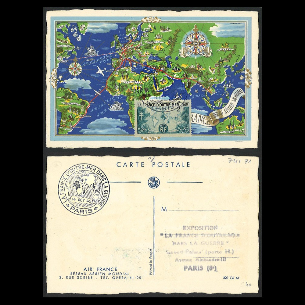 W2-FR741 : 1945 CM Air France "Réseau aérien mondial / France d'Outre-Mer dans Guerre'