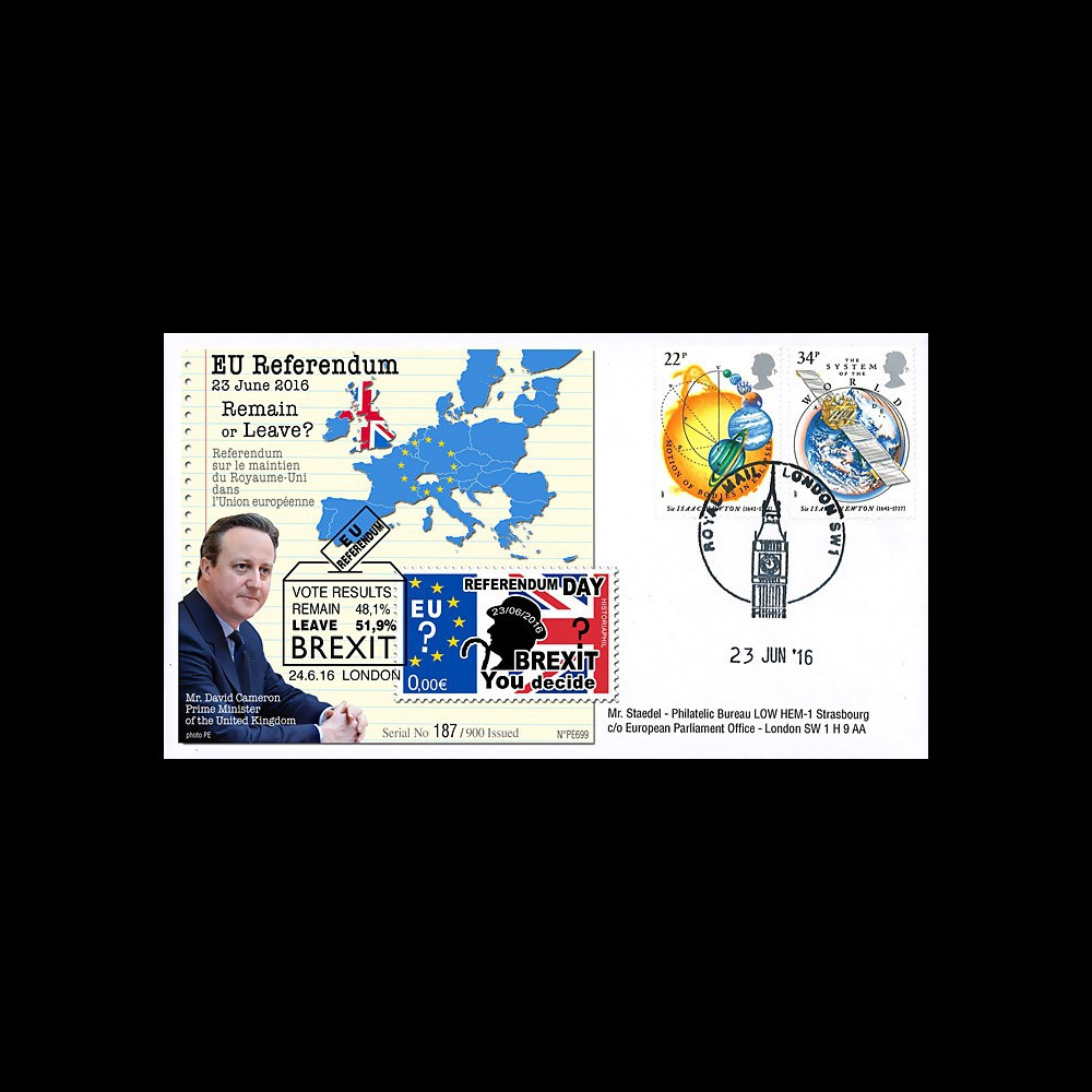 PE699T15 : 23.6.16 FDC Londres " Référendum maintien du Royaume-Uni dans l'UE - BREXIT "