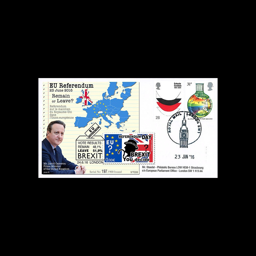 PE699T17 : 23.6.16 FDC Londres " Référendum maintien du Royaume-Uni dans l'UE - BREXIT "