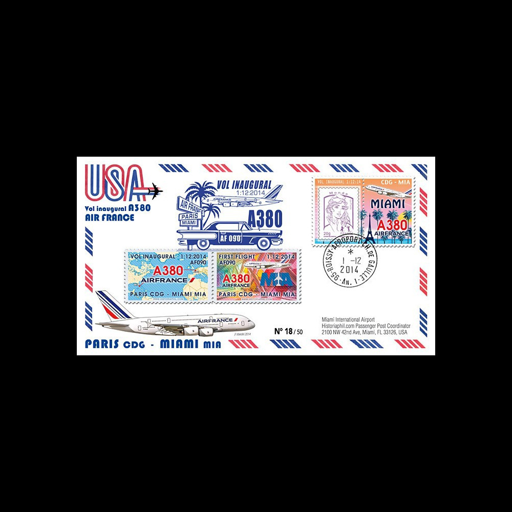 A380-289T2 : 2014 - FFC FRANCE "A380 Air France Vol inaugural AF090 Paris-Miami"