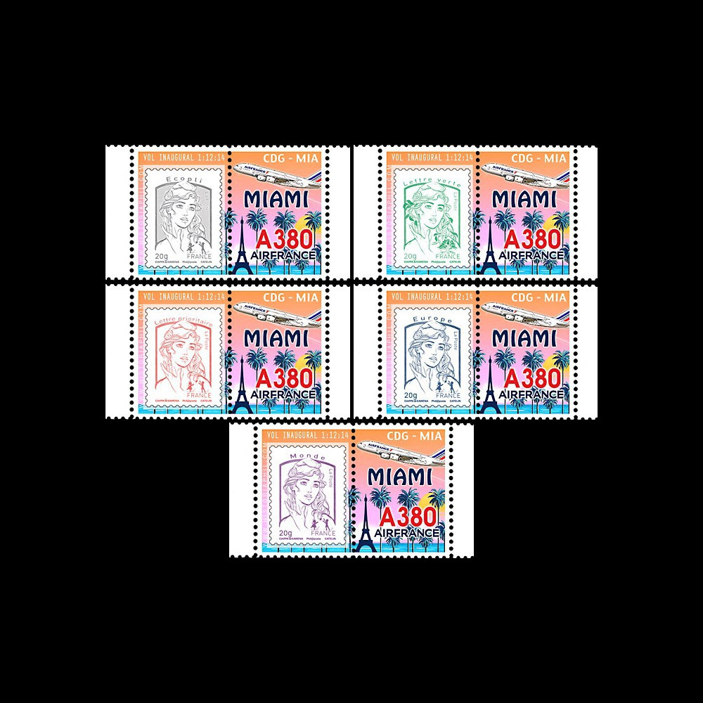 A380-289PT1/5 : 2014 - Série 5 Marianne "A380 Air France Vol Inaugural Paris-Miami"