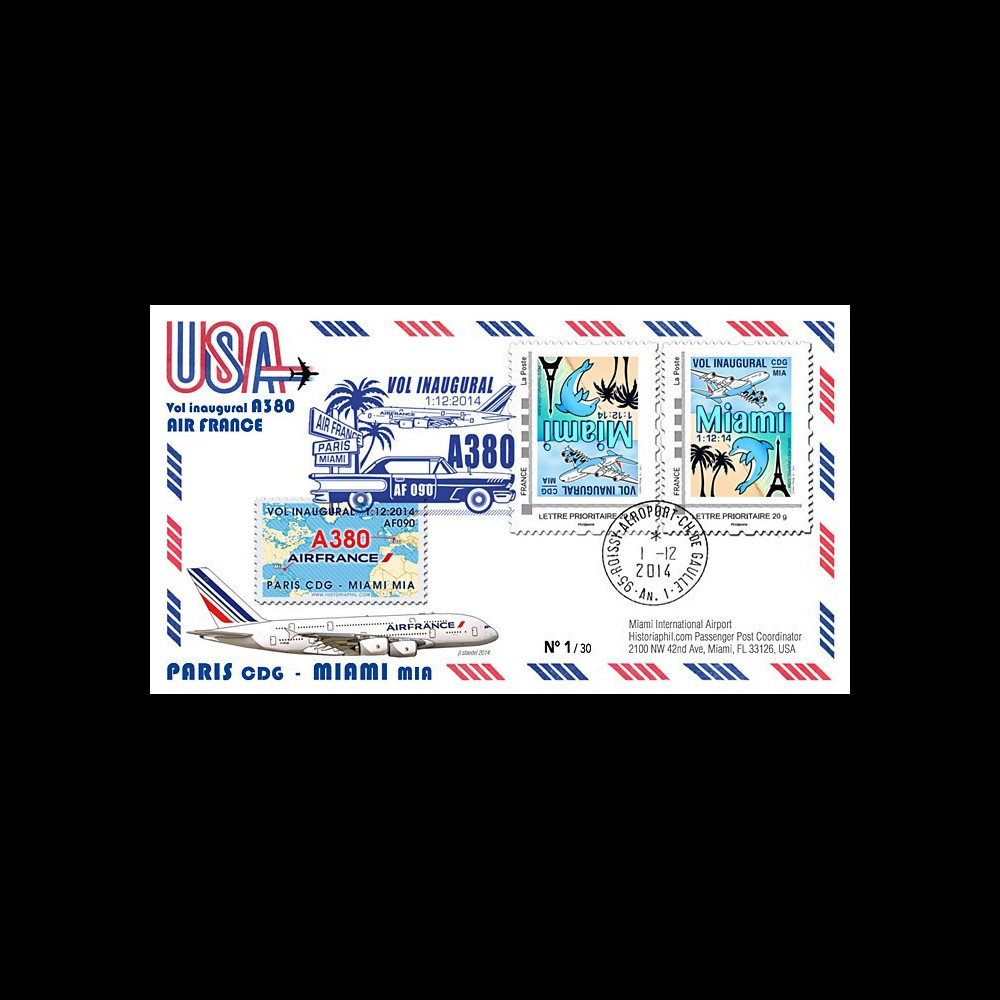 A380-287V : 2014 - FRANCE FFC VARIETE "A380 Air France Vol Inaugural Paris-Miami"