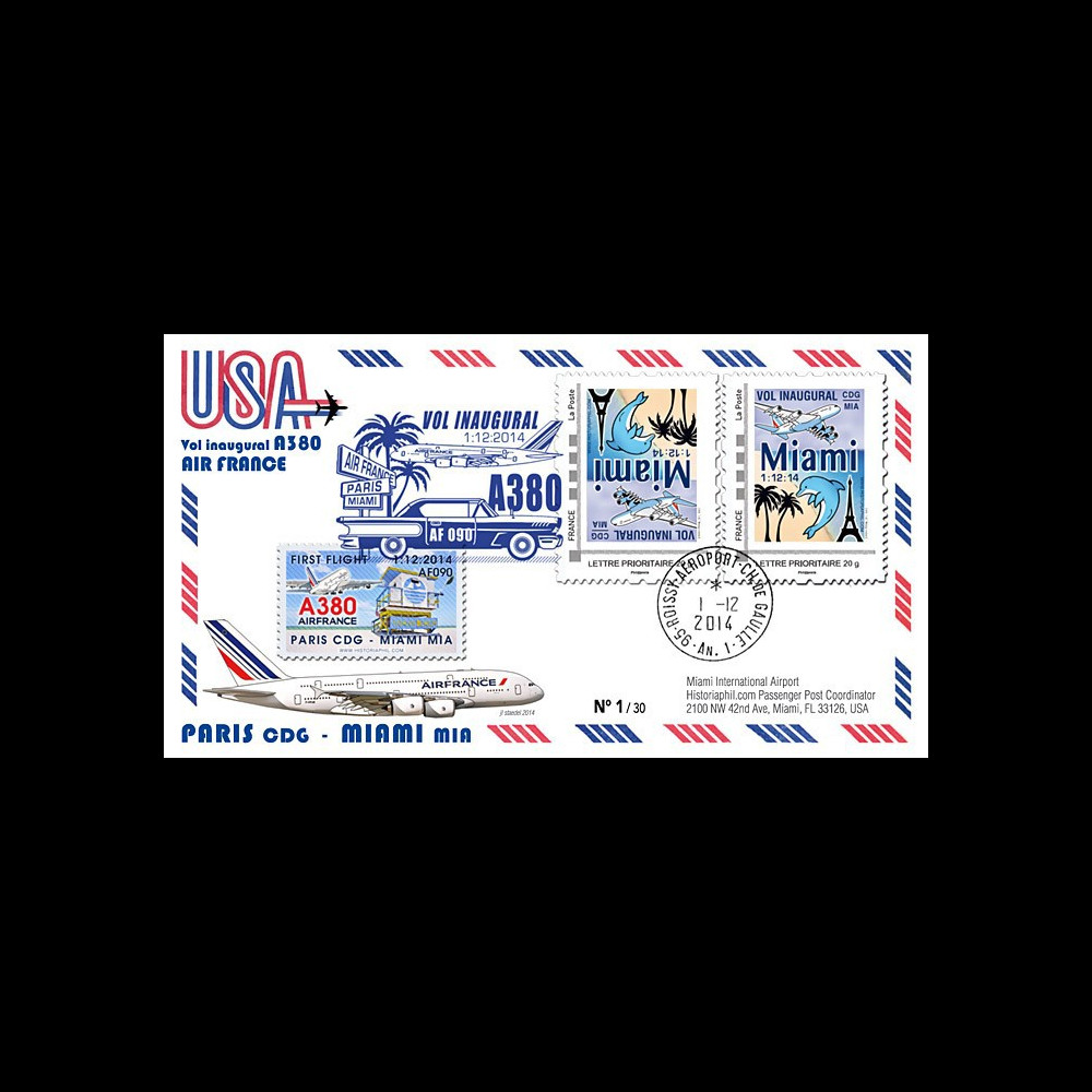 A380-288V : 2014 - FRANCE FFC VARIETE "A380 Air France Vol Inaugural Paris-Miami"
