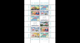 A380-287FD : 2016 - Feuillet 12 vignettes "A380 Air France Vol Inaugural Paris-Miami"