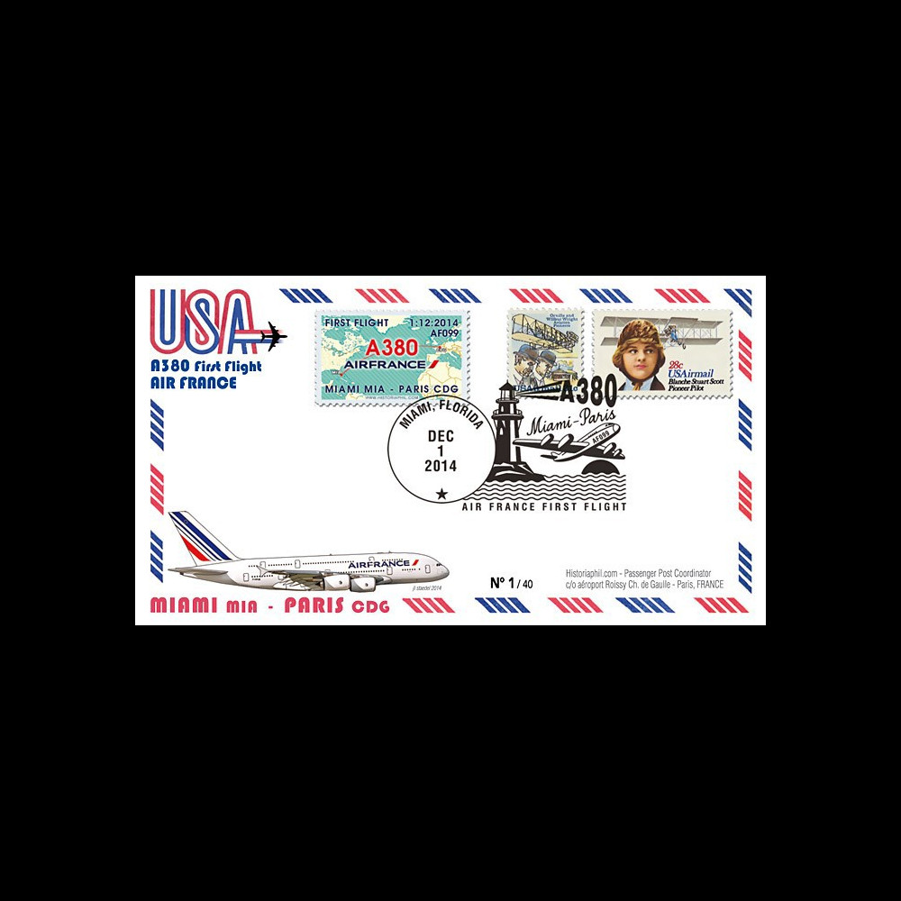 A380-290T4 : 2014 - FFC USA "A380 Air France Vol inaugural AF099 Miami-Paris" TYPE4