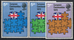 LE71N : 1973 - Grande-Bretagne série de 3 timbres "Adhésion à la CEE"