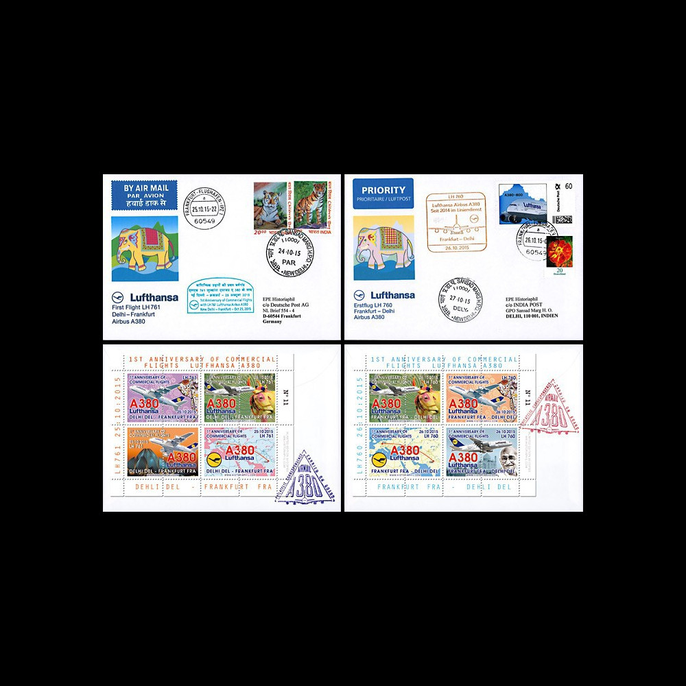 A380-292 : 2015 - Série 2 FFC à bord "A380 Lufthansa 1er vol Francfort - New Delhi (Inde)"