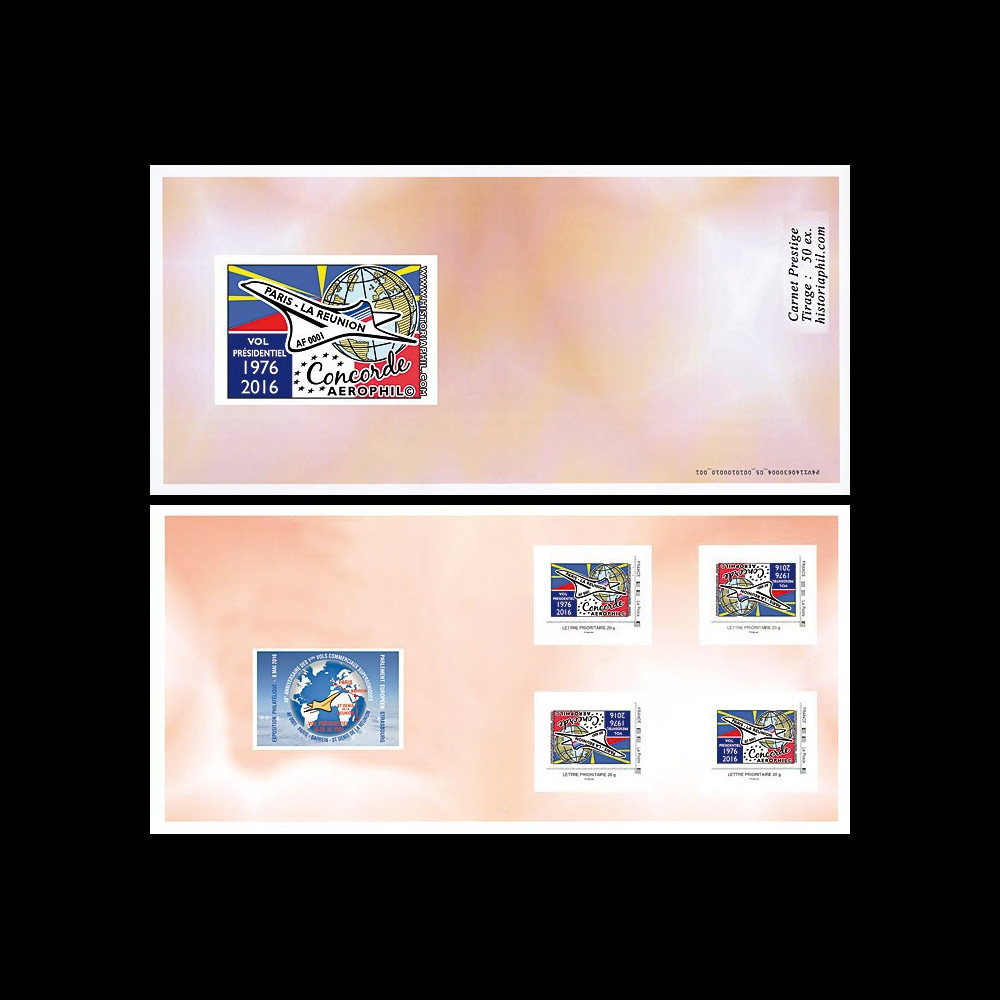 CO-RET72C : 2016 Carnet Collector "40 ans 1er vol présidentiel Concorde Paris-La Réunion"