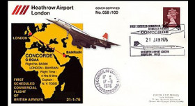 COL2 : 1976 Pli spécial décollage Concorde G-BOAA vol London-Barhain