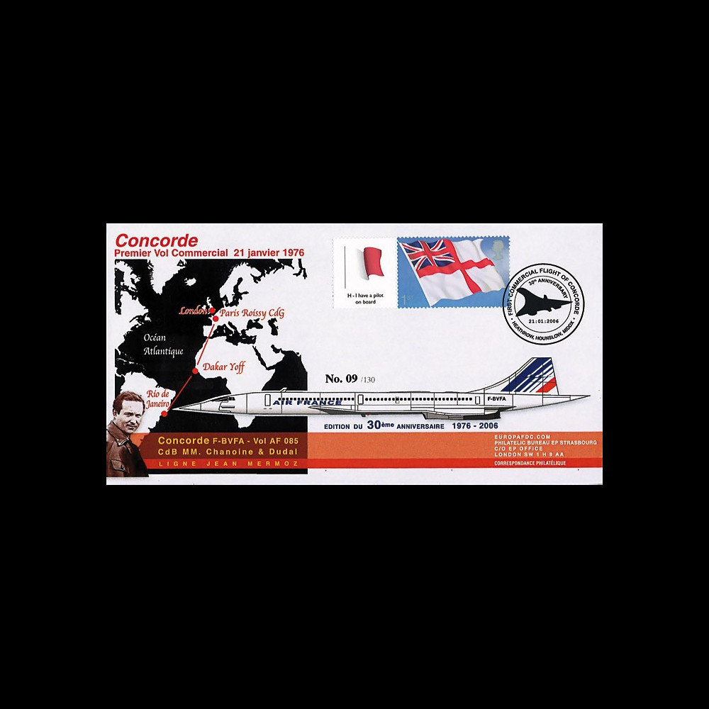 CO-RET26 : 2006 - Pli commémoratif Concorde 30 ans vol Paris-Dakar-Rio