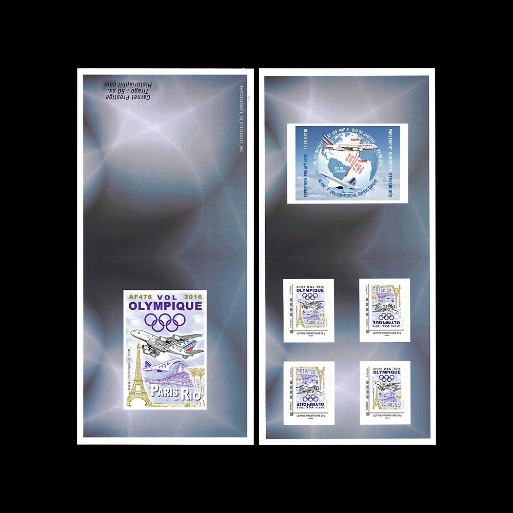 A380-299T2C : 2016 - FRANCE Carnet Collector "A380 Air France Vol Olympique Paris-Rio"