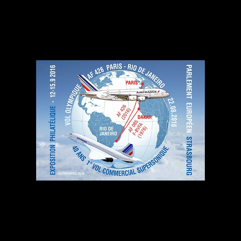 A380-299CP : 2016 - FRANCE Carte postale "A380 Air France Vol Olympique Paris-Rio"