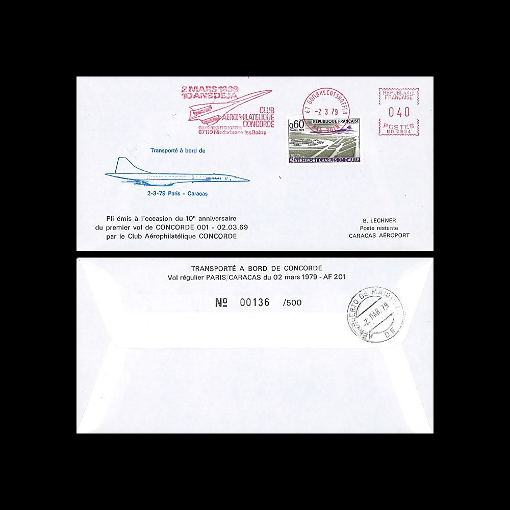 AF201 : 02.03.1969-1979 - FFC “10e anniversaire 1er vol Concorde 001 Paris-Caracas“