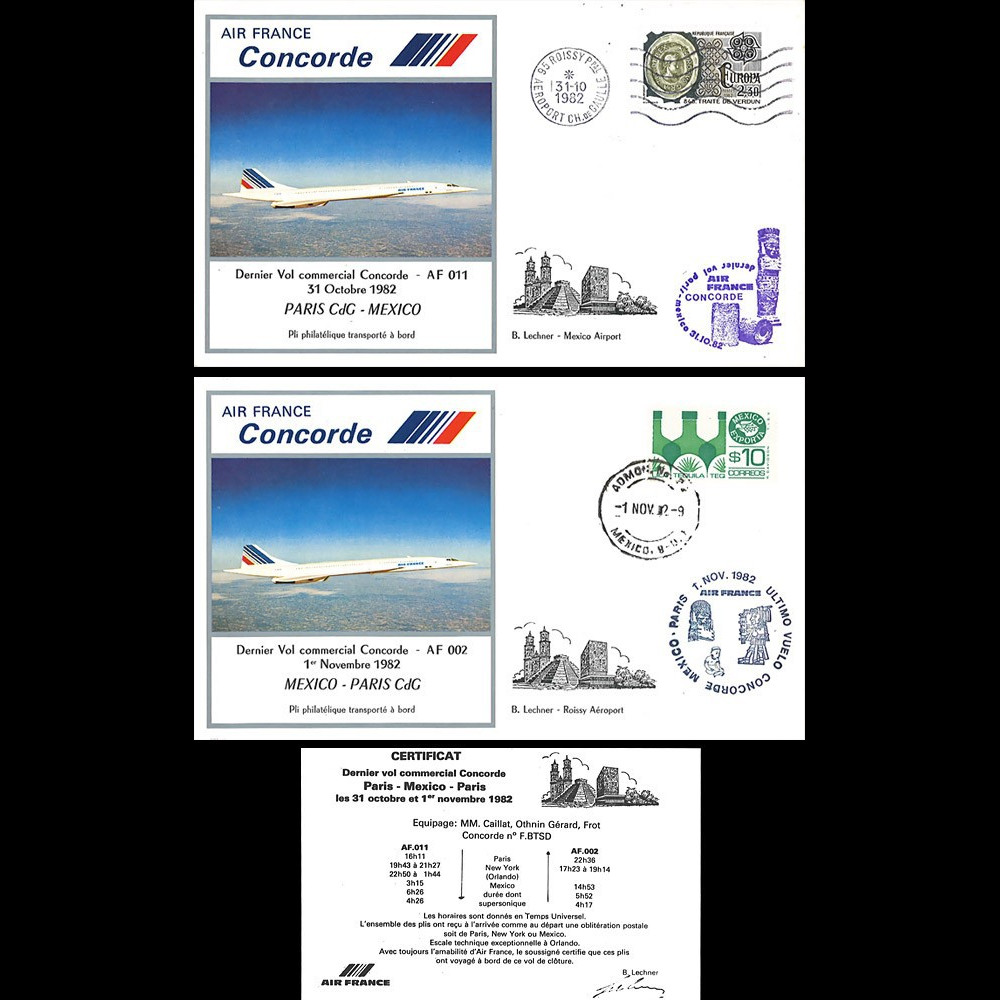 AF011/002 : 31.10-1.11.1982 - 2 FFC voyagées “Dernier vol Concorde AF Paris-Mexico“