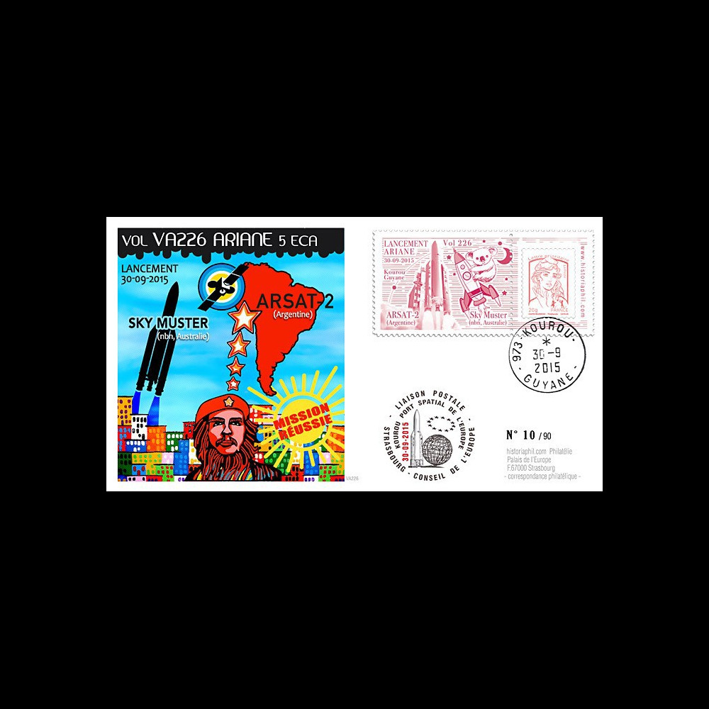 VA226L-T1 : 2015 - FDC KOUROU "Fusée ARIANE 5 - Vol 226 / ARSAT-2 et Sky Muster"
