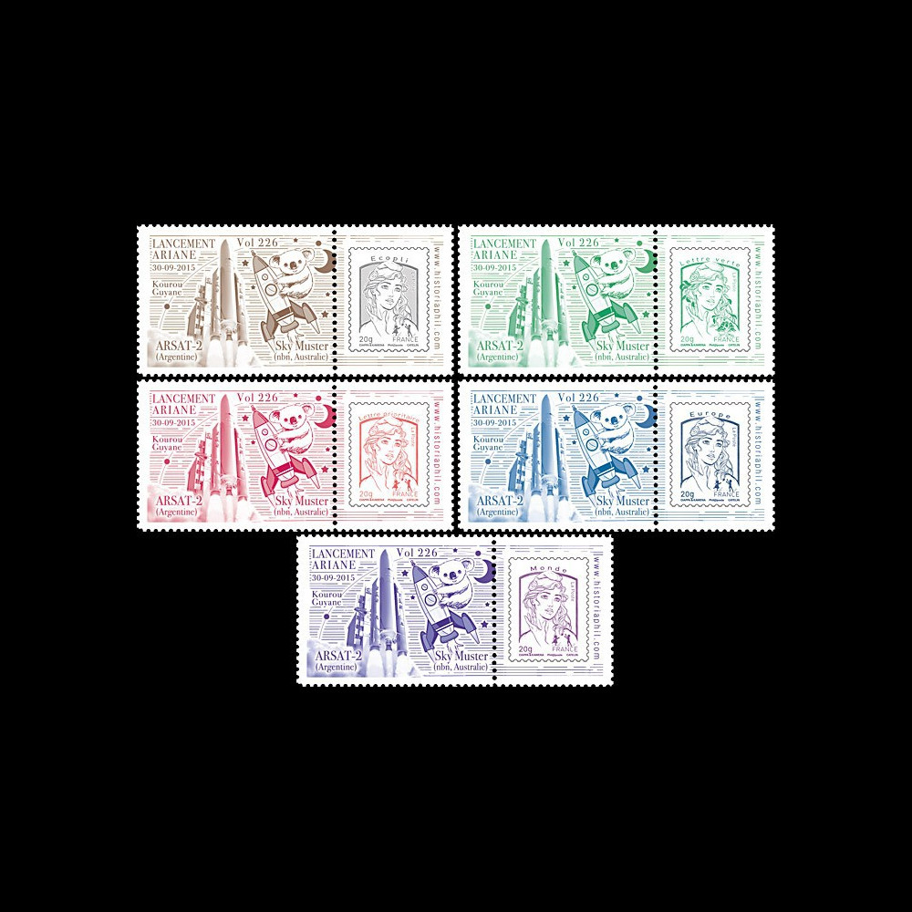 VA226L-PT1/5 : 2015 - Série 5 Marianne "Fusée ARIANE 5 Vol 226 / ARSAT-2 et Sky Muster"