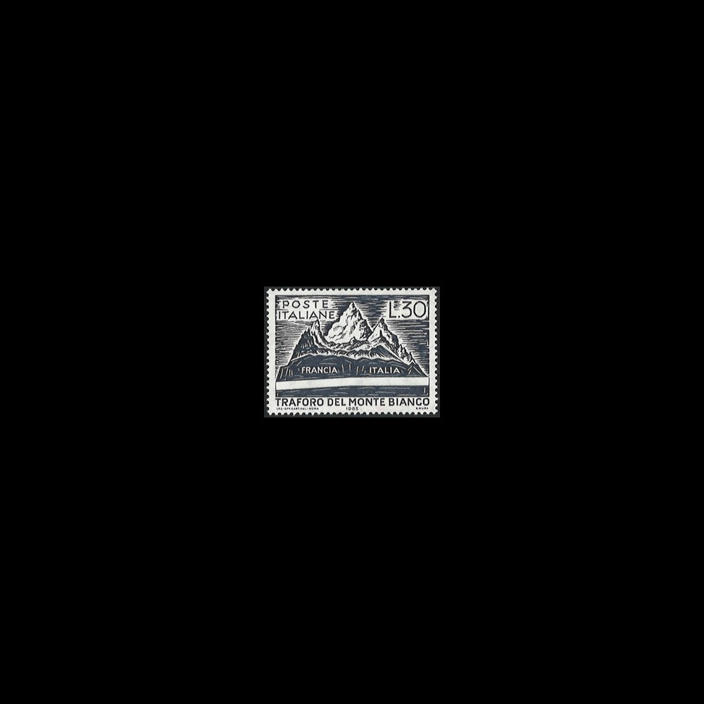FE12ba-N : 1965 - ITALIE timbre-poste 30L "Inauguration du tunnel du Mont-Blanc"